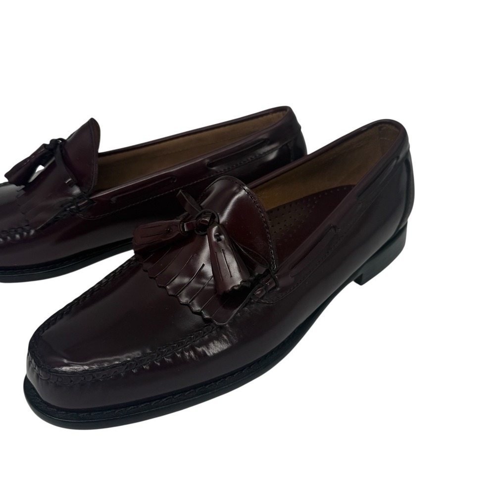 LL Bean Mens Beefroll Tassel Loafers Burgundy Leather Moc Toe Dress Shoes 12D - Picture 9 of 13